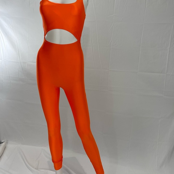 Orange Tank top Jumpsuit with front cut out. - Picture 3 of 3